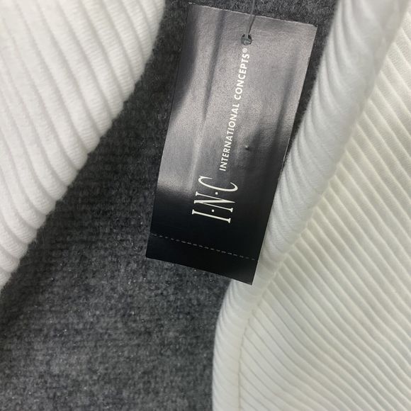 INC International Concepts Sweatshirt Women M White NWT Diagonal Knit Zip Pocket - Picture 8 of 9